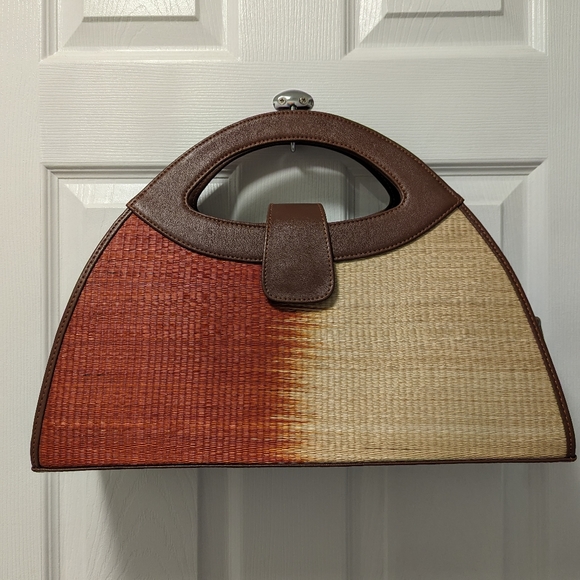 Large Rounded Handbag | Le Sac | Two Toned Rattan - Picture 1 of 10